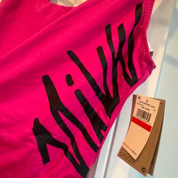 Nike Logo Swimsuit High Cut One Piece Bathing Swimsuit Pink Size Large NWT - Picture 10 of 11